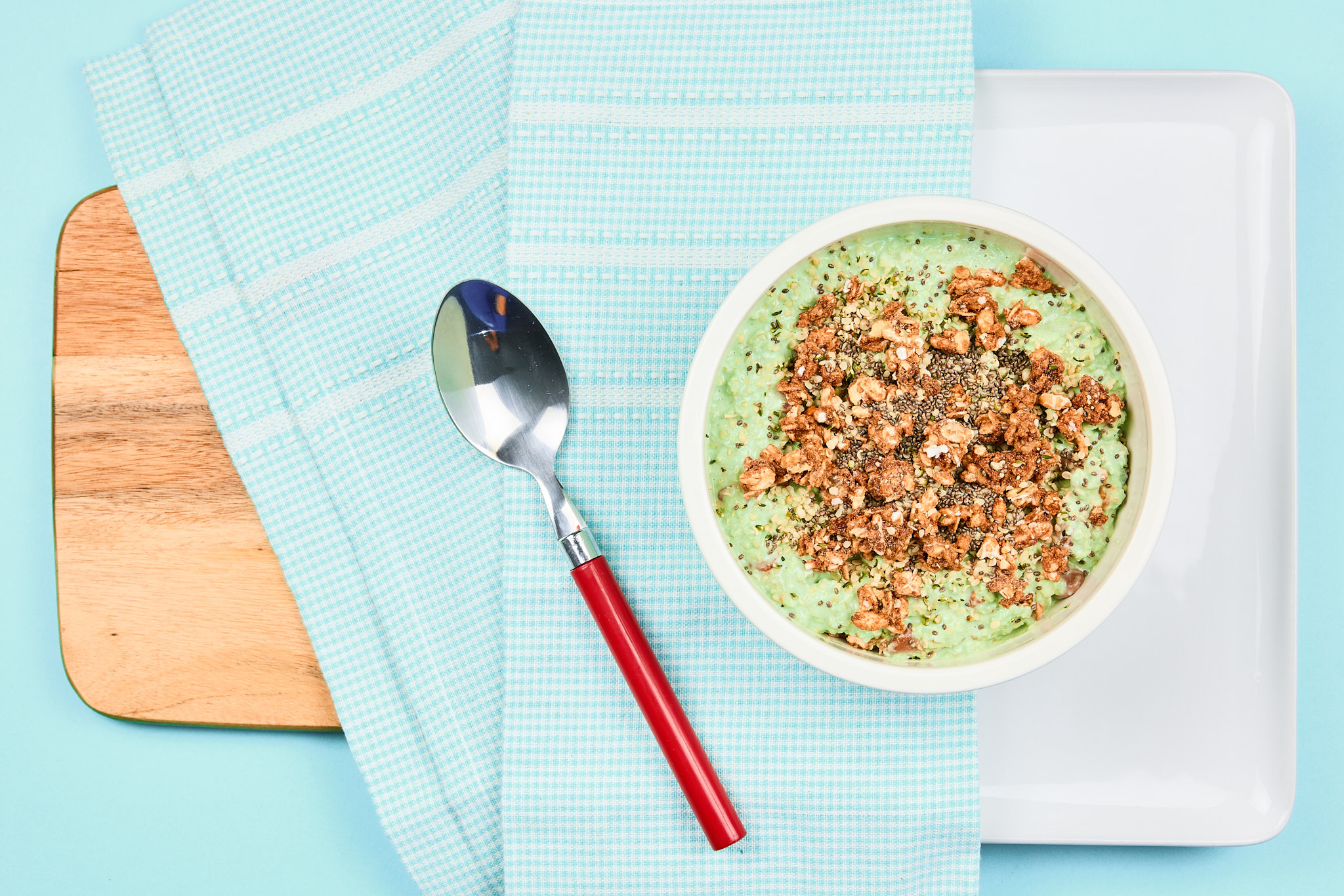 Mint Chocolate Chip Protein Oatmeal with Chocolate Granola