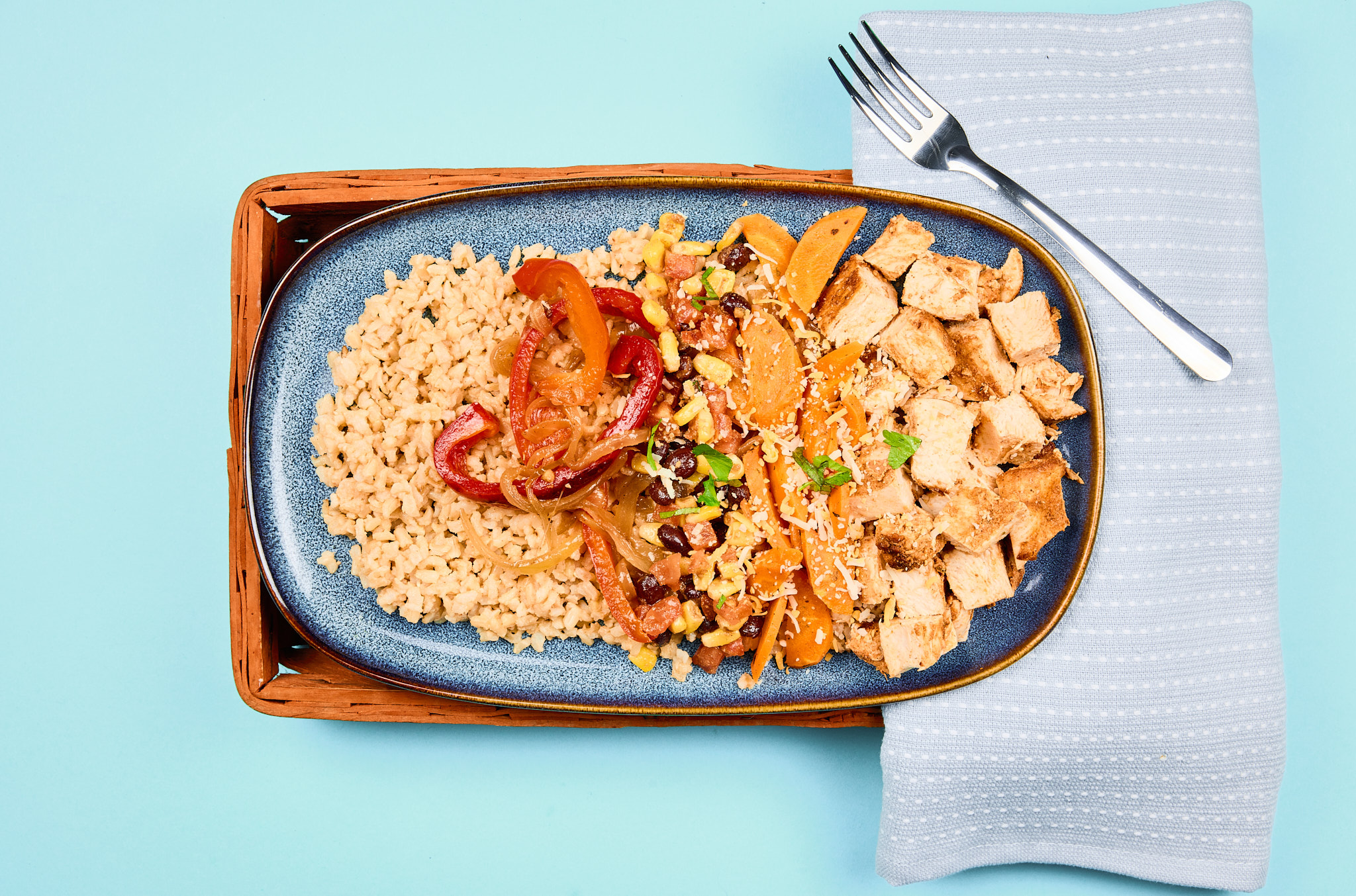 Chicken Fajita Bowl with Black Bean Tomato Salad