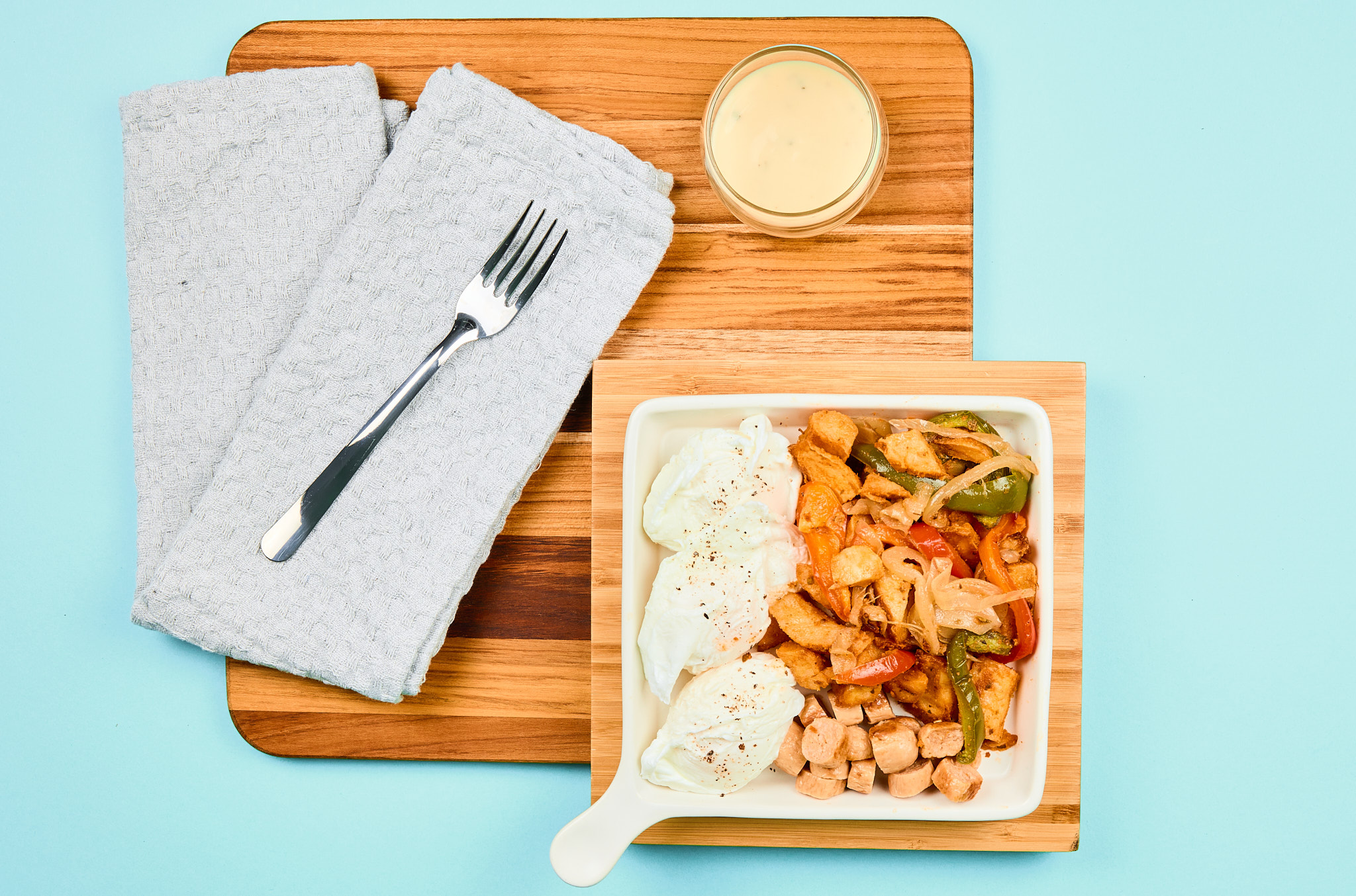 Breakfast Sausage Eggs Benedict with Breakfast Potatoes