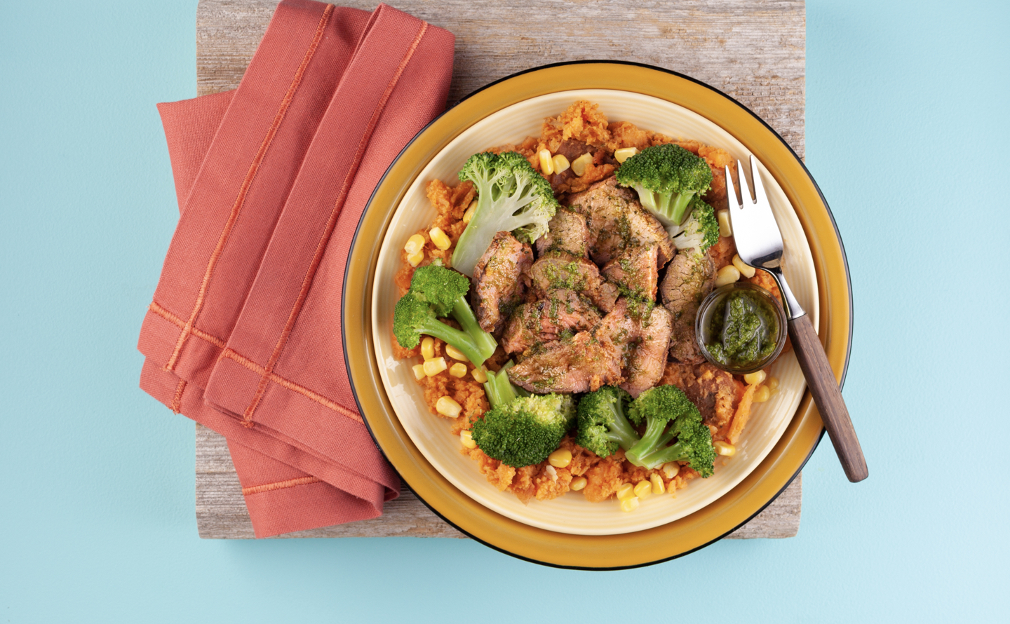 Smokey Steak Chimichurri Bowl with Sweet Potatoes