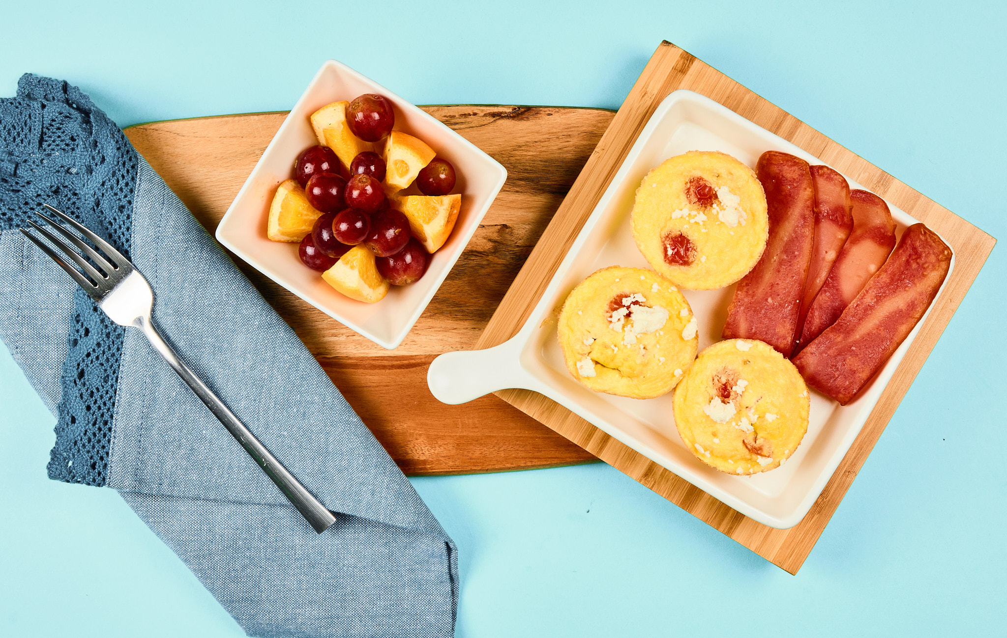 Tomato and Feta Egg Muffins with Fresh Fruit