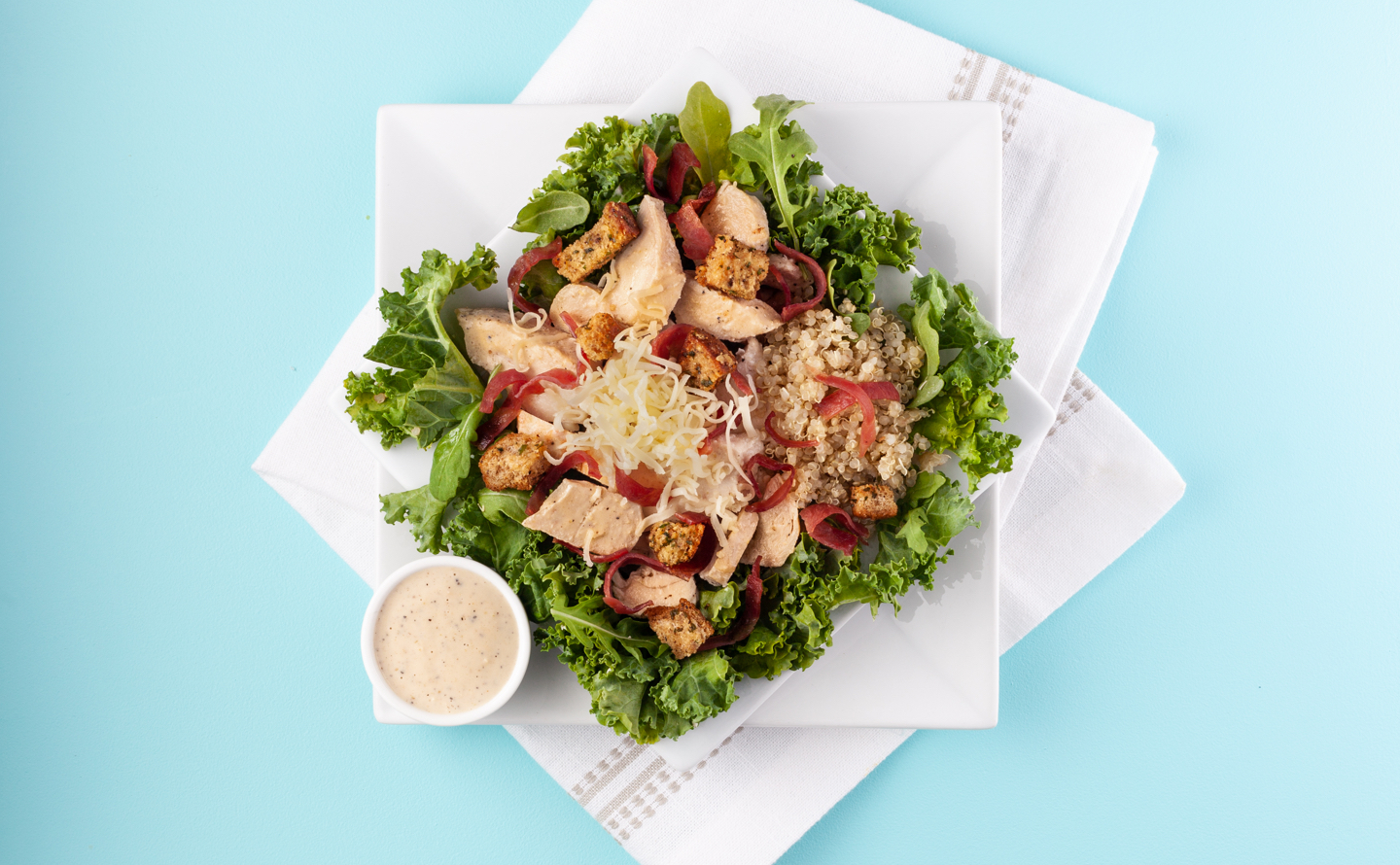 Chicken Kale Caesar Salad with House Croutons