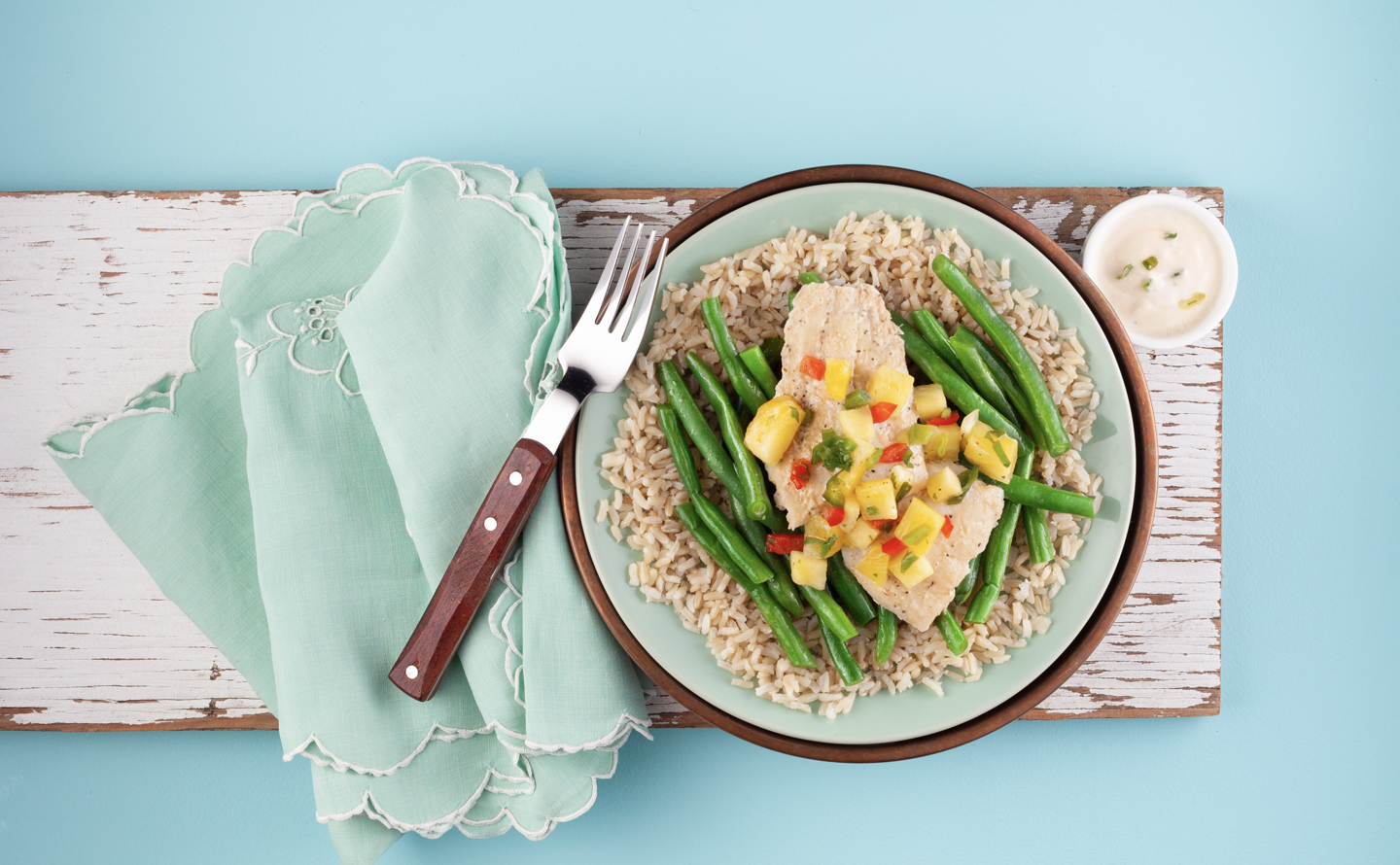 Coconut Poached Haddock with Pineapple Salsa
