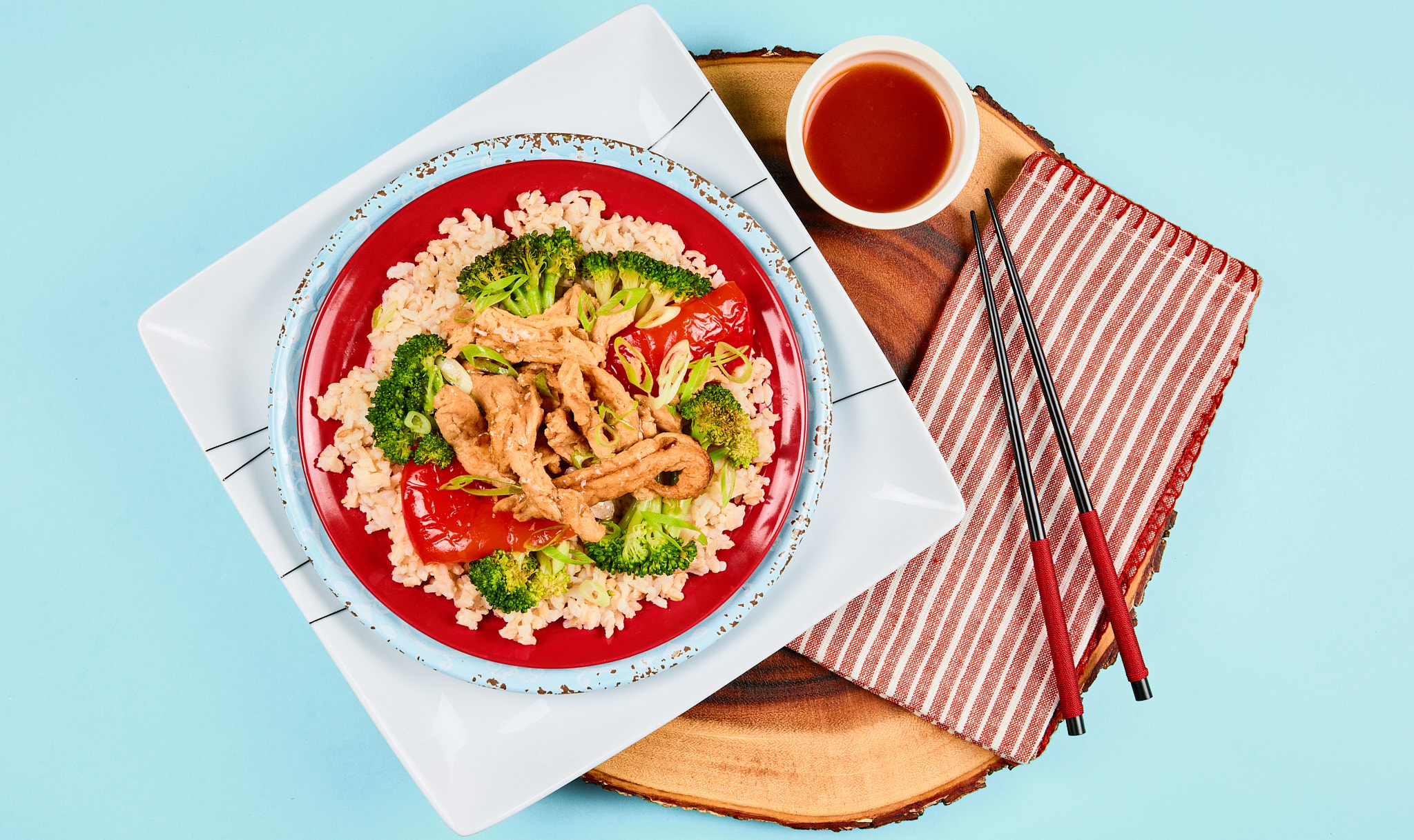Ginger and Orange Soy Curl Bowl with Brown Rice