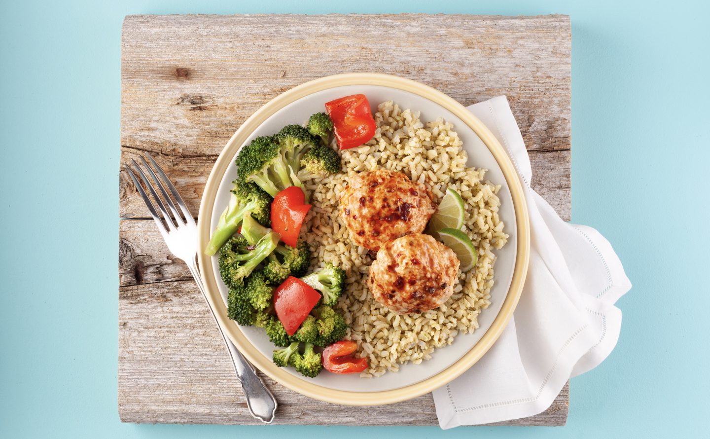 Honey Chipotle Turkey Balls with Roast Vegetables