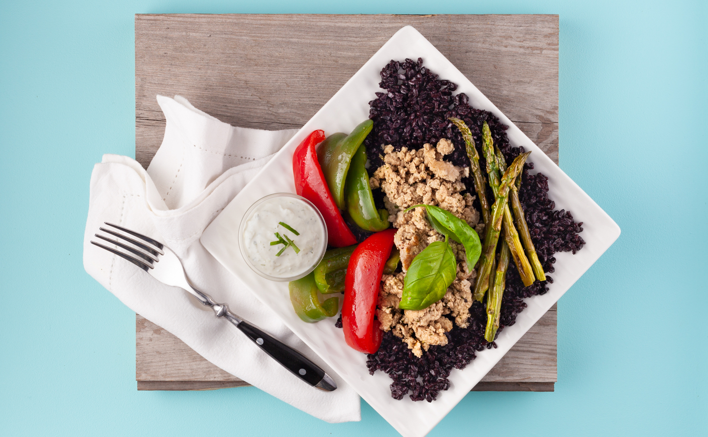Lemon Basil Ground Turkey with Lemon Basil Dip
