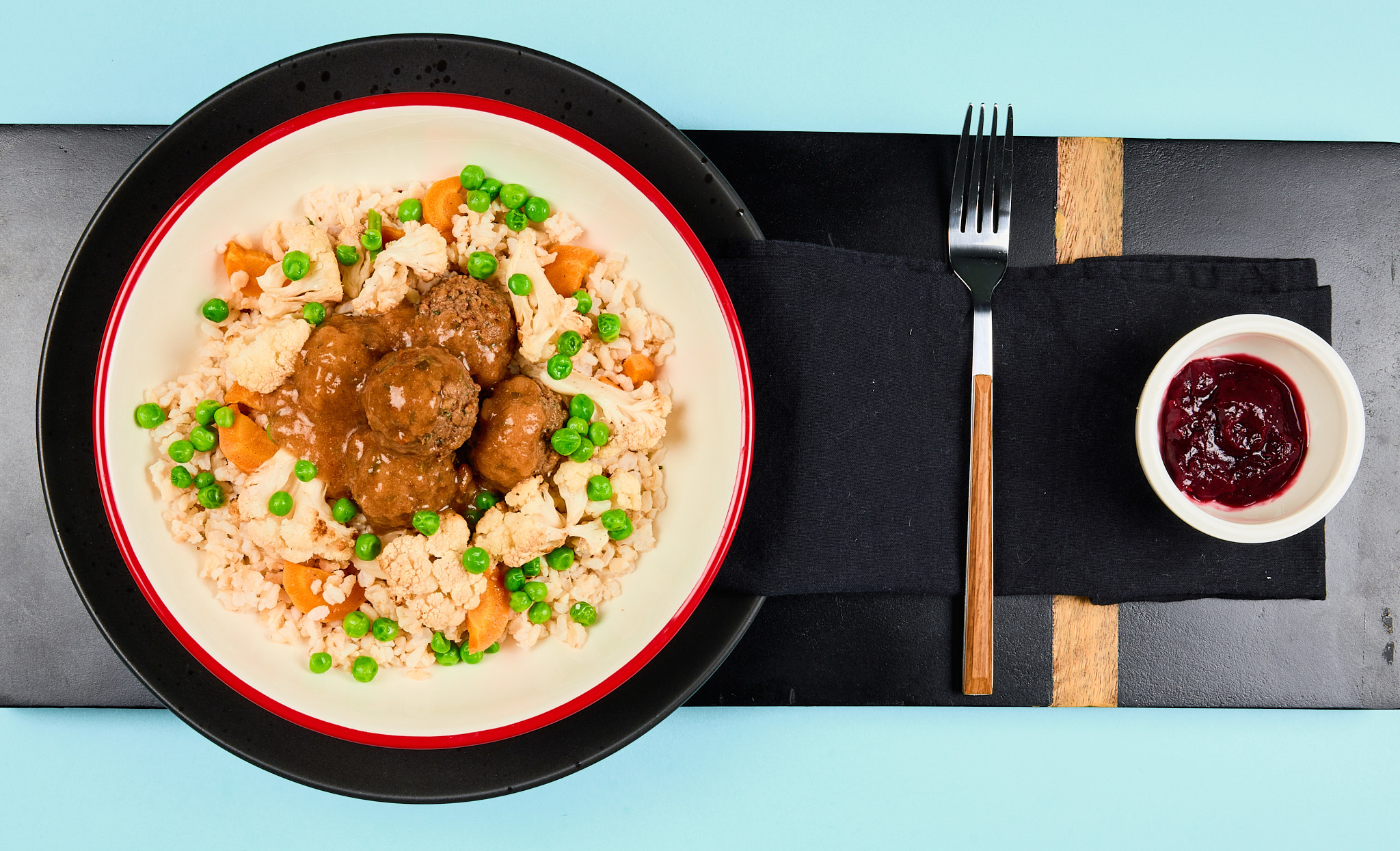 Beyond Meat Swedish Meatballs with Gravy and Cranberry Chutney